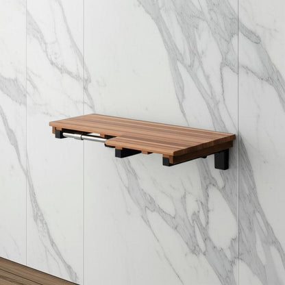 18" X 36" Brown Teak Wall Mount Rectangular Shower Bench HomeRoots