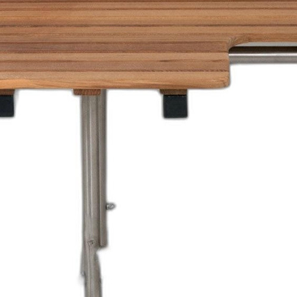 18" X 36" Brown Teak Wall Mount Rectangular Shower Bench HomeRoots