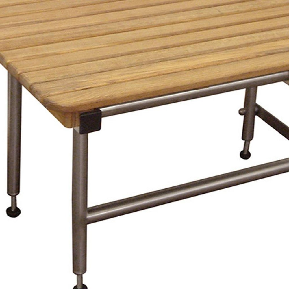 18" X 40" Brown Teak Rectangular Shower Bench HomeRoots