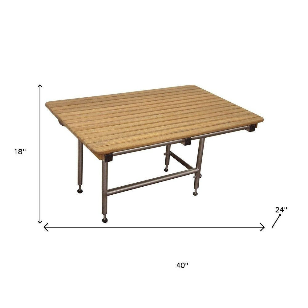 18" X 40" Brown Teak Rectangular Shower Bench HomeRoots