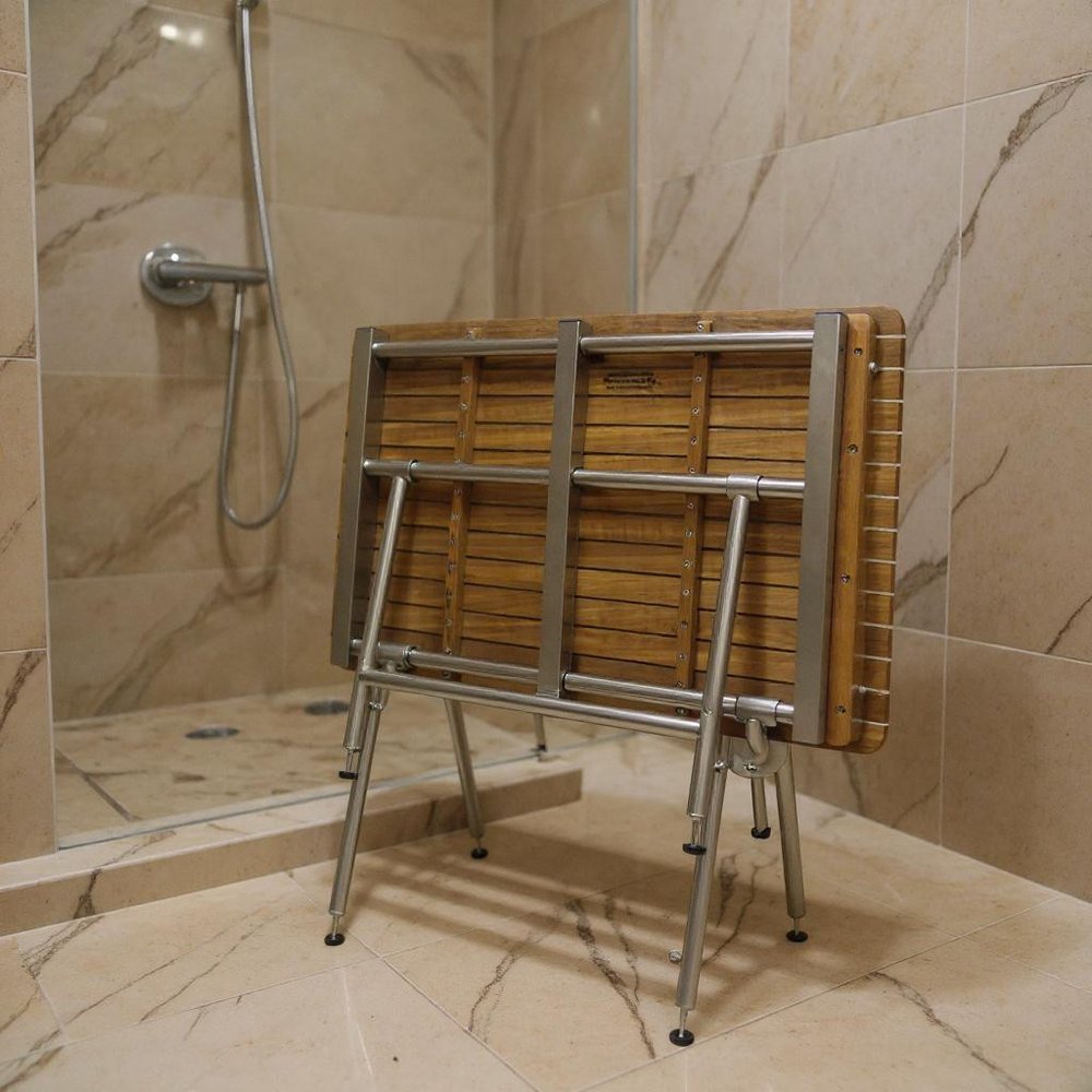 18" X 40" Brown Teak Rectangular Shower Bench HomeRoots