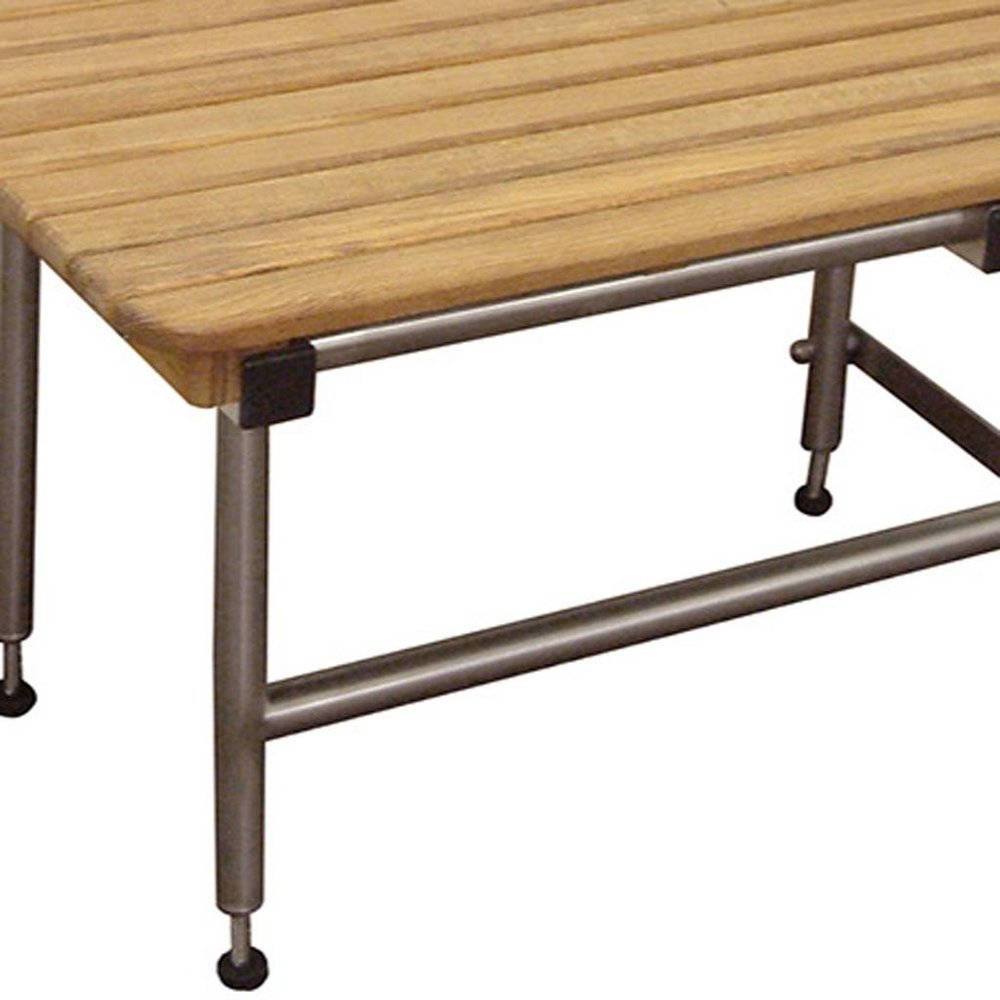 18" X 42" Brown Teak Rectangular Shower Bench HomeRoots