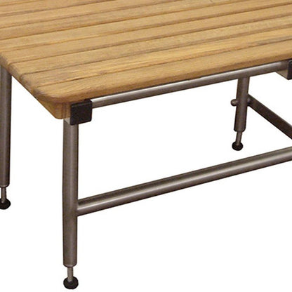 18" X 42" Brown Teak Rectangular Shower Bench HomeRoots
