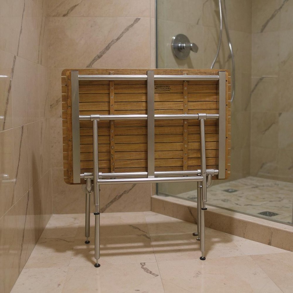 18" X 42" Brown Teak Rectangular Shower Bench HomeRoots