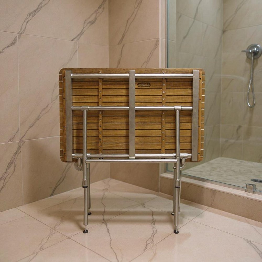 18" X 42" Brown Teak Rectangular Shower Bench HomeRoots