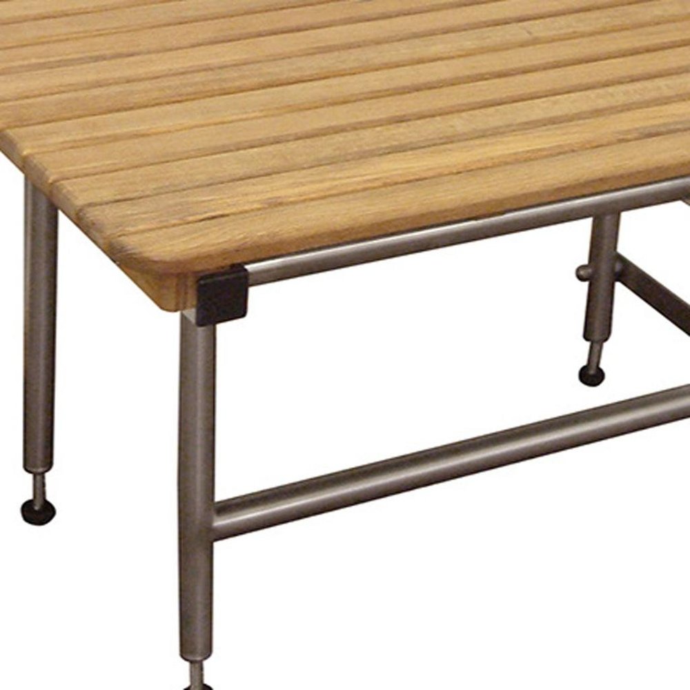 18" X 48" Brown Teak Rectangular Shower Bench HomeRoots