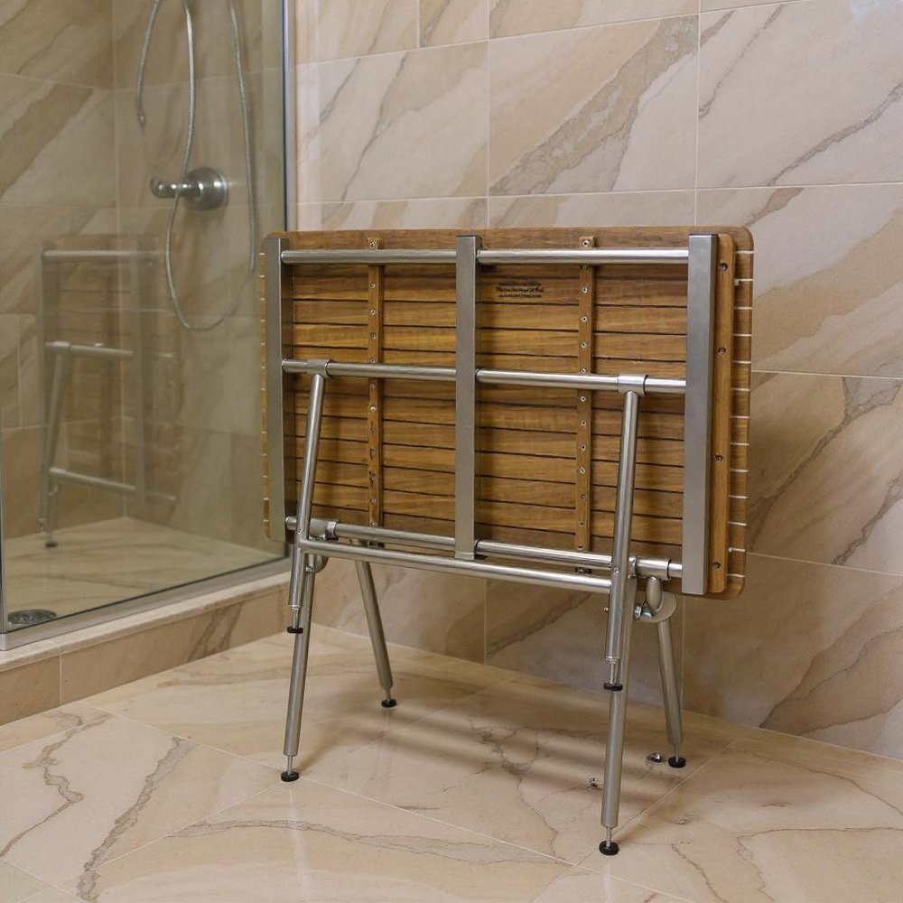 18" X 48" Brown Teak Rectangular Shower Bench HomeRoots