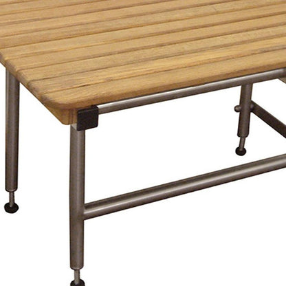18" X 48" Brown Teak Rectangular Shower Bench HomeRoots