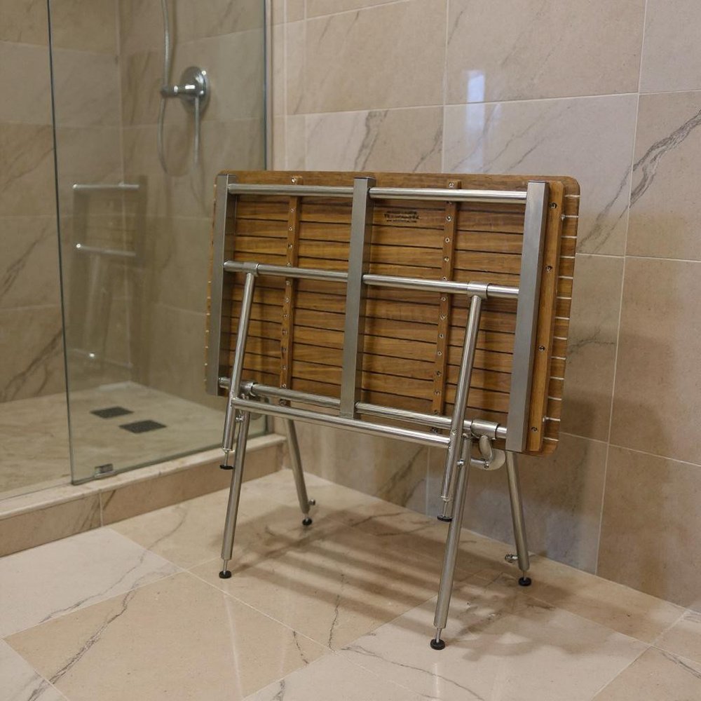 18" X 48" Brown Teak Rectangular Shower Bench HomeRoots
