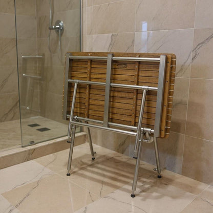 18" X 48" Brown Teak Rectangular Shower Bench HomeRoots