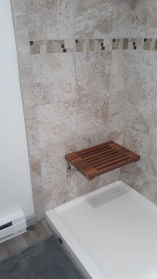 13" X 30" Brown Teak Wall Mount Rectangular Shower Bench HomeRoots