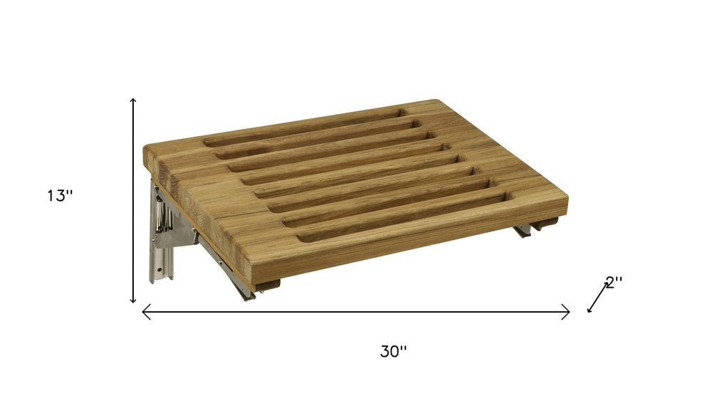 13" X 30" Brown Teak Wall Mount Rectangular Shower Bench HomeRoots