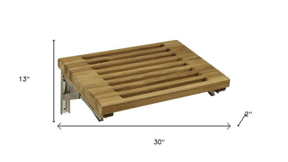 13" X 30" Brown Teak Wall Mount Rectangular Shower Bench HomeRoots