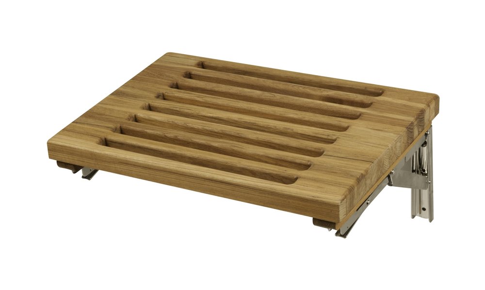 13" X 30" Brown Teak Wall Mount Rectangular Shower Bench — view 7