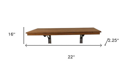 16" X 22" Brown Teak Wall Mount Rectangular Shower Bench HomeRoots