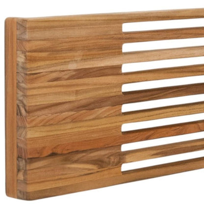 24" Brown Wall Mount Teak Rectangular Shower Bench HomeRoots
