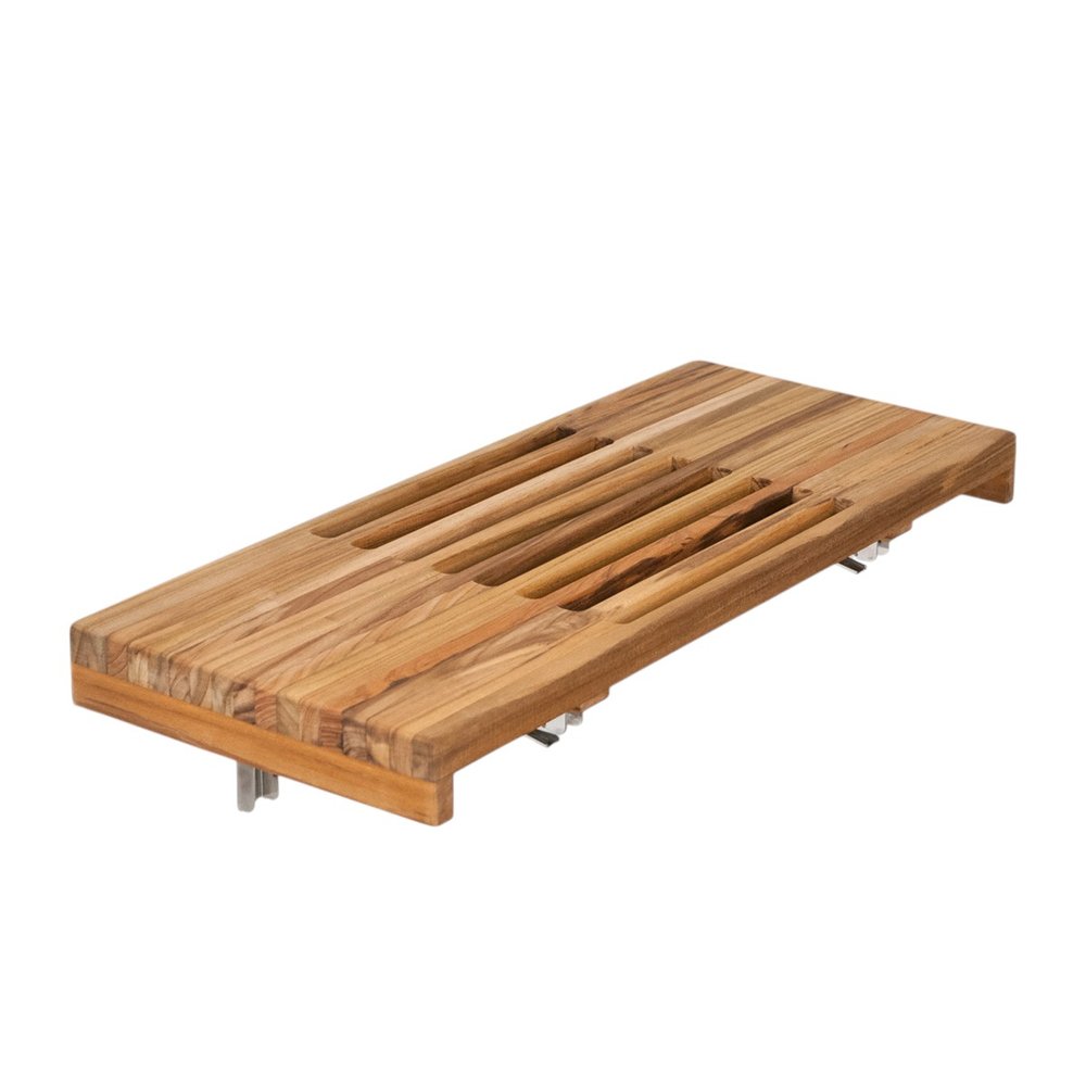 24" Brown Wall Mount Teak Rectangular Shower Bench HomeRoots