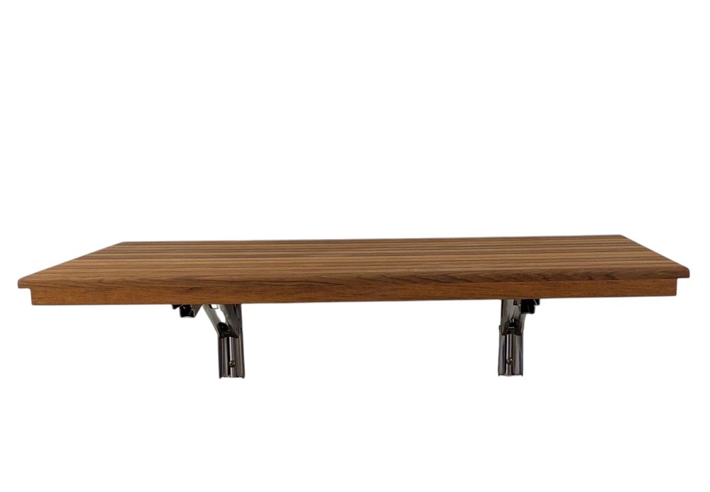 16" X 28" Brown Teak Wall Mount Rectangular Shower Bench HomeRoots