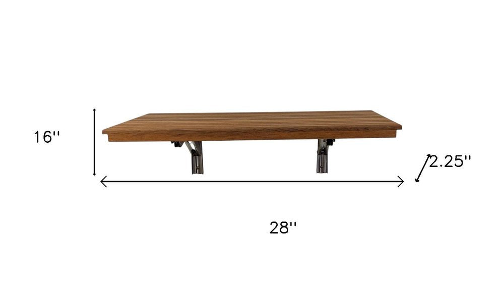 16" X 28" Brown Teak Wall Mount Rectangular Shower Bench HomeRoots