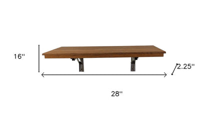 16" X 28" Brown Teak Wall Mount Rectangular Shower Bench HomeRoots