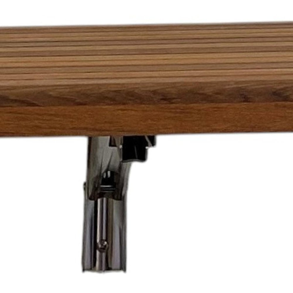 16" X 28" Brown Teak Wall Mount Rectangular Shower Bench