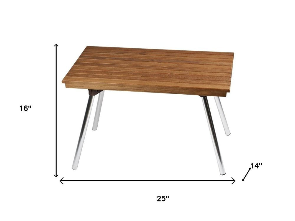 16" X 25" Brown Teak Rectangular Shower Bench — view 4