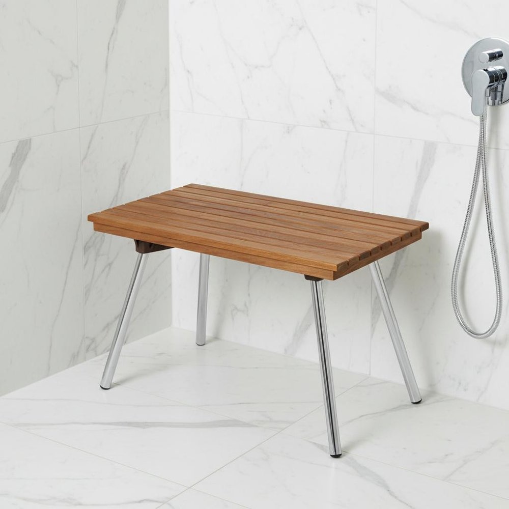 16" X 25" Brown Teak Rectangular Shower Bench — view 5