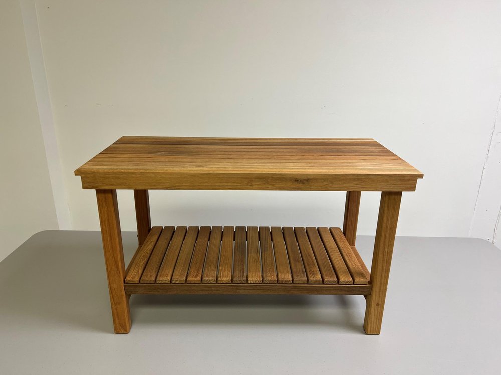 18" X 25" Brown Teak Rectangular Shower Bench With Shelf HomeRoots