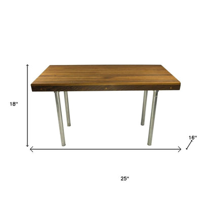 18" X 25" Brown Teak And Stainless Steel Rectangular Shower Bench HomeRoots