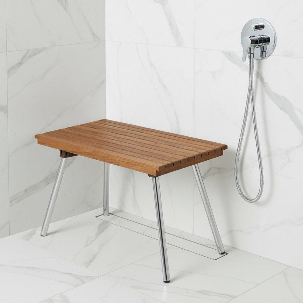16" X 30" Brown Teak Rectangular Shower Bench — view 5