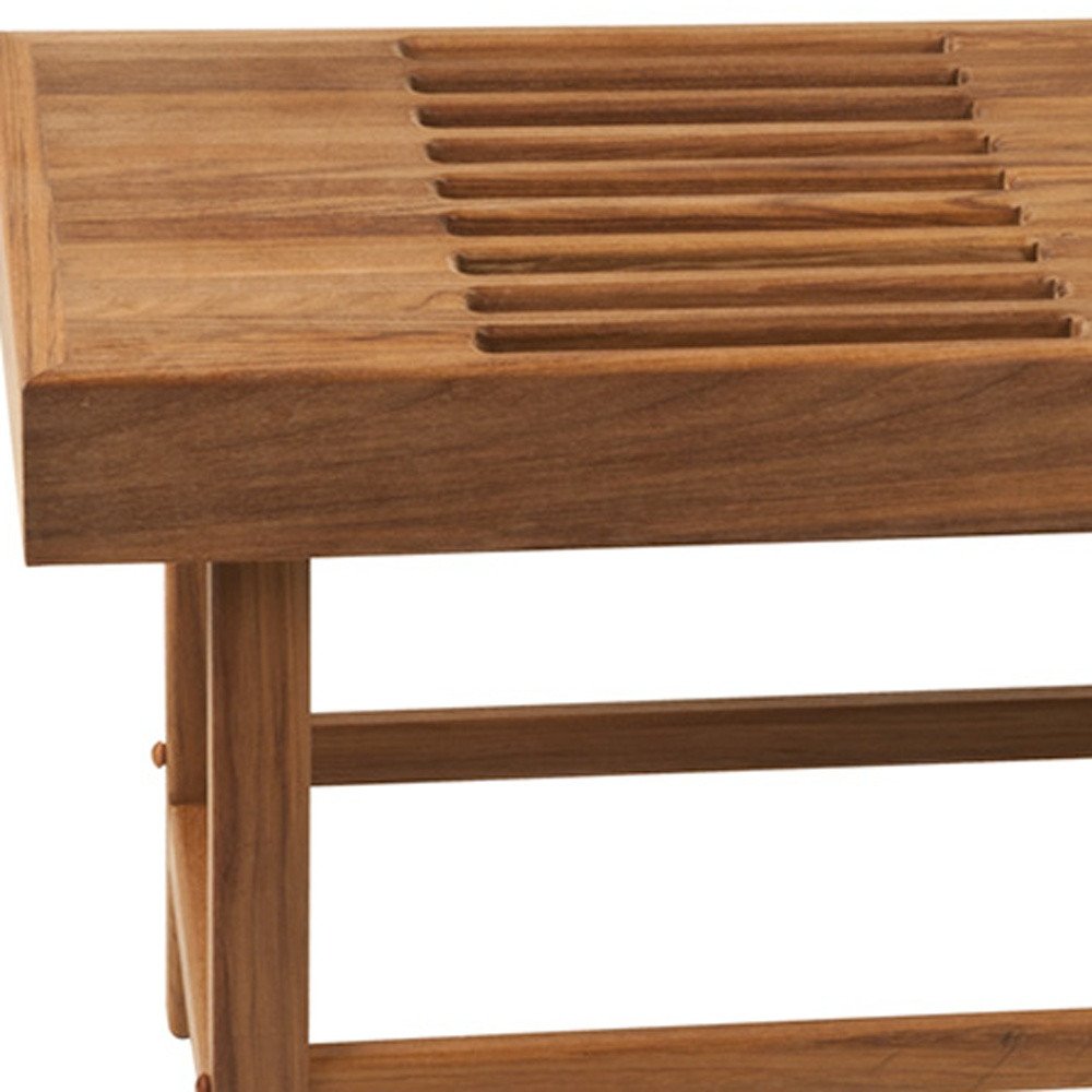 18" X 38" Brown Teak Rectangular Shower Bench HomeRoots