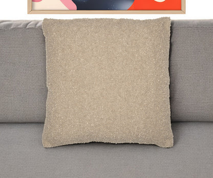 20" Taupe Throw Pillow With Shag