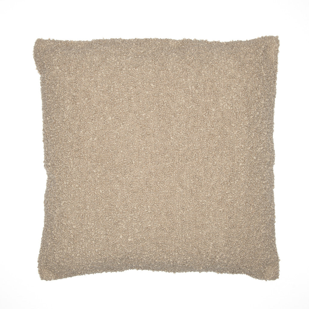 24" Taupe Throw Pillow With Shag