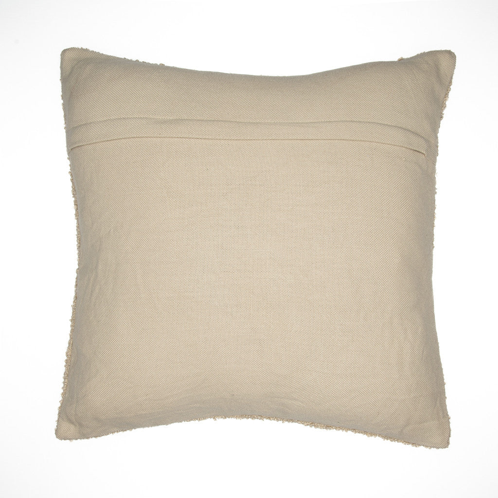 20" Beige Throw Pillow With Shag