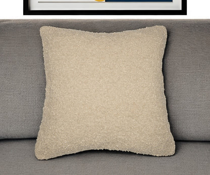 24" Beige Throw Pillow With Shag