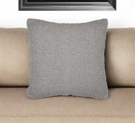 20" Gray Throw Pillow With Shag