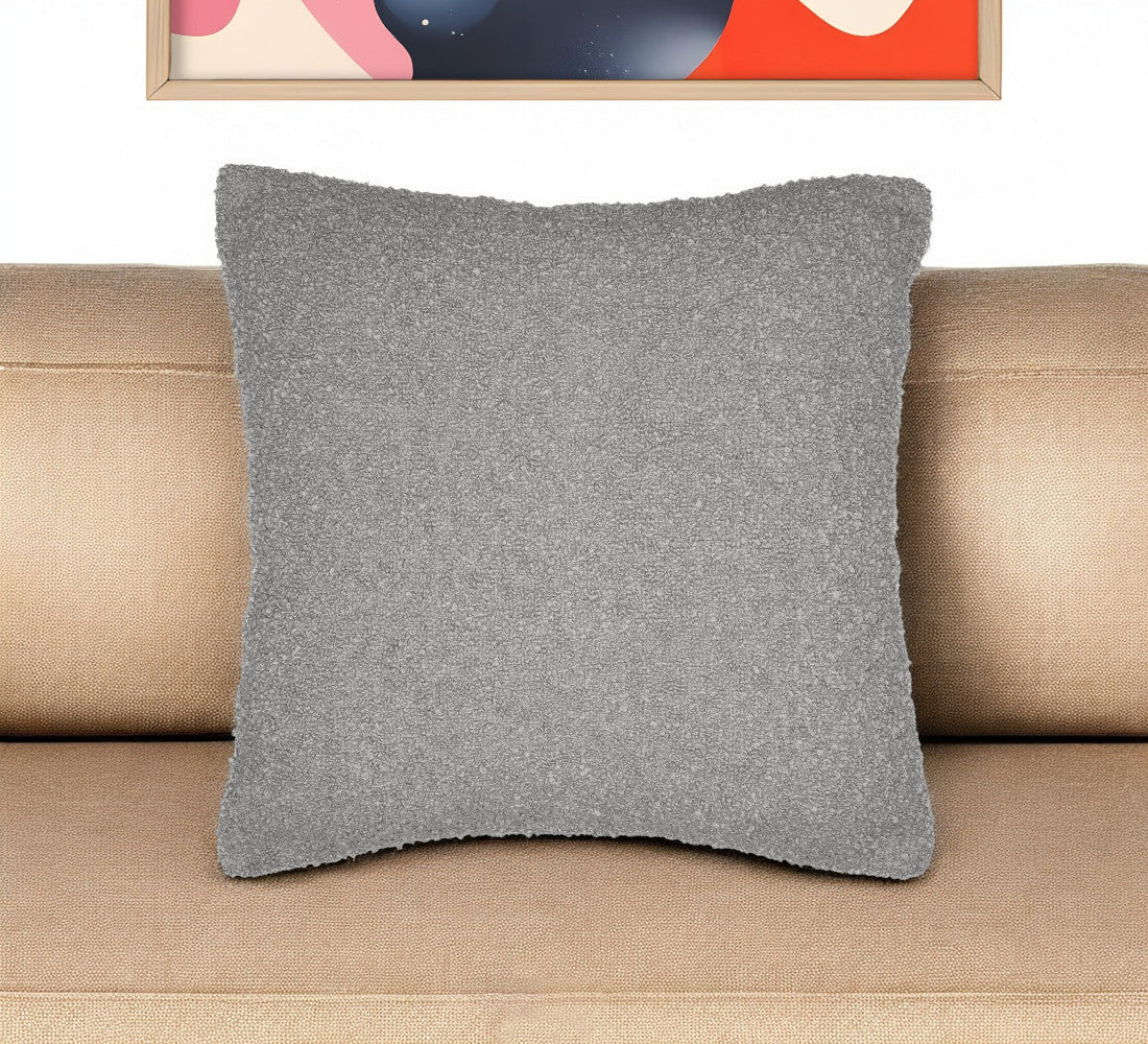 24" Gray Throw Pillow With Shag FurniFindUSA