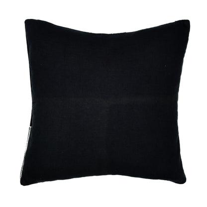 24" Black and White Geometric Cotton Throw Pillow  With Embroidery