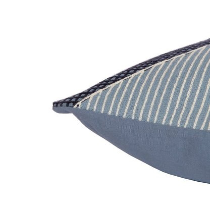 20" Blue and White Geometric Cotton Throw Pillow With Embroidery HomeRoots