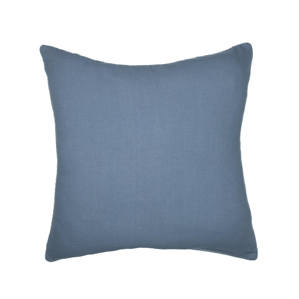 20" Blue and White Geometric Cotton Throw Pillow With Embroidery — view 5