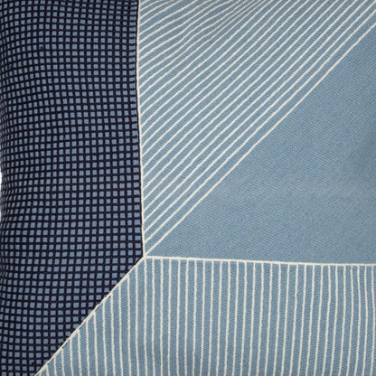 24" Blue and White Geometric Cotton Throw Pillow With Embroidery HomeRoots