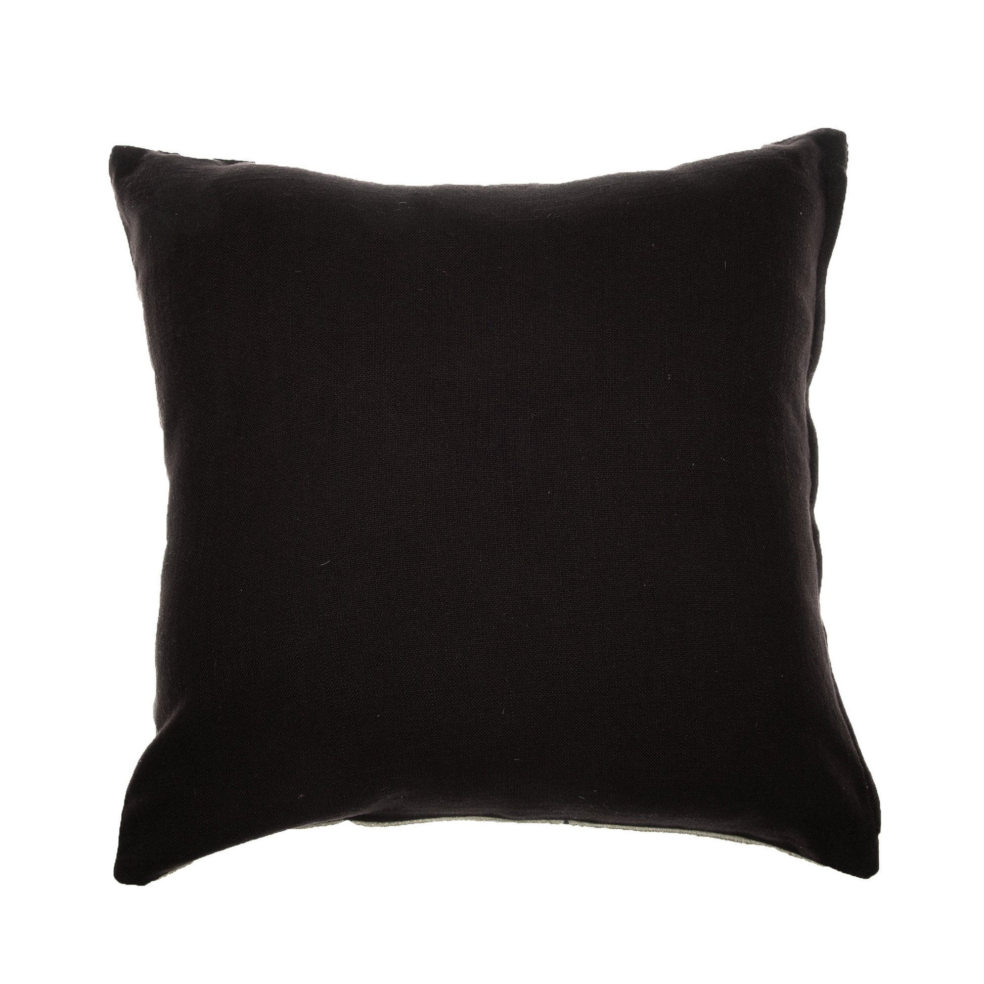 20" Beige and Black Geometric Cotton Throw Pillow With Embroidery FurniFindUSA