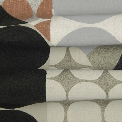24" Beige and Black Geometric Cotton Throw Pillow With Embroidery HomeRoots