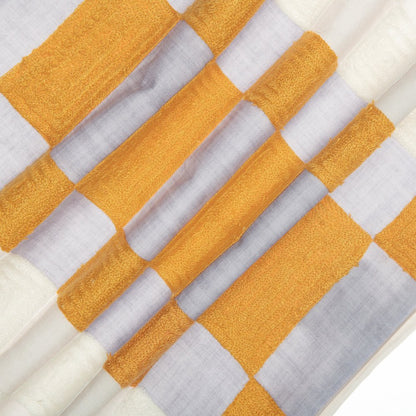 20" Yellow and Gray Check Throw Pillow With Embroidery HomeRoots