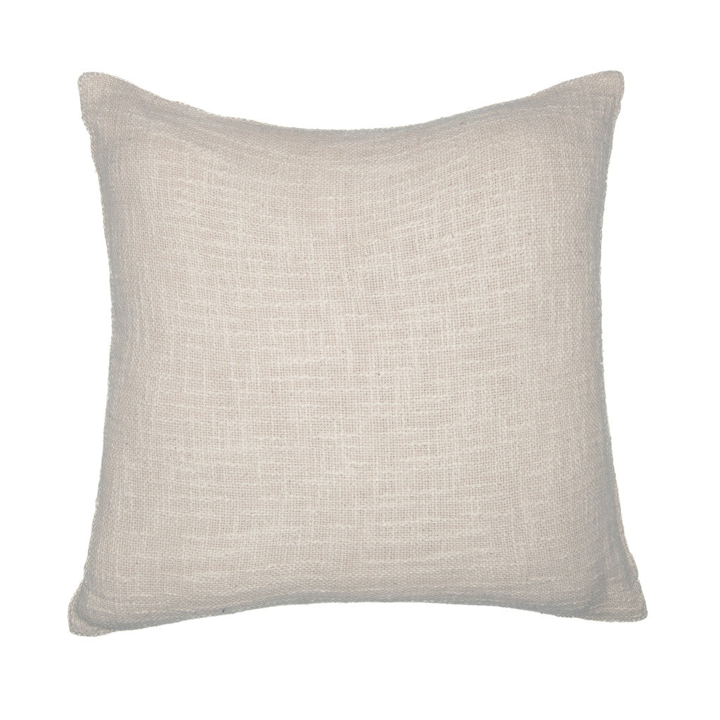 20" Yellow and Ivory Geometric Cotton Blend Throw Pillow With Embroidery FurniFindUSA