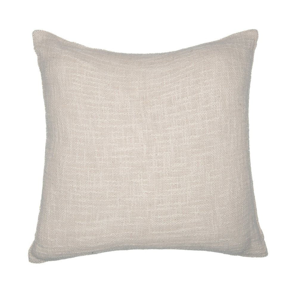 24" Yellow and Ivory Geometric Cotton Blend Throw Pillow With Embroidery HomeRoots