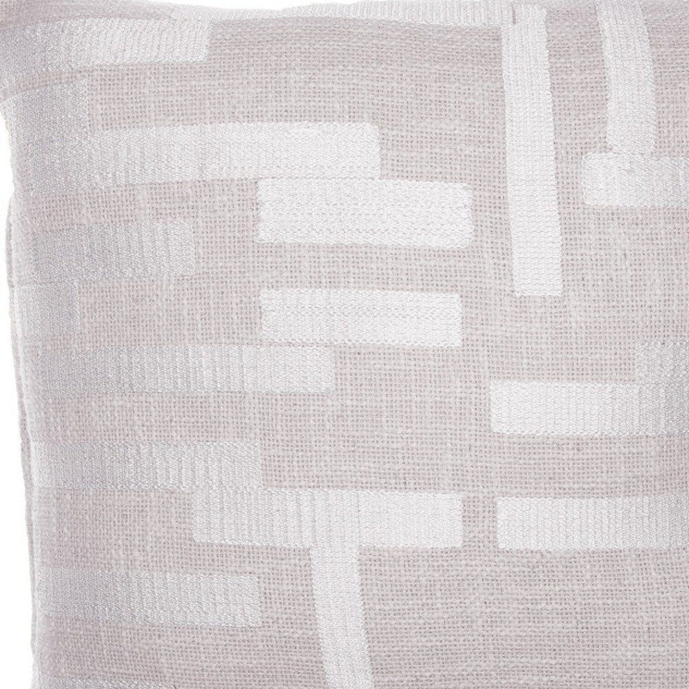 24" Ivory Cotton Blend Throw Pillow with Embroidery — view 4