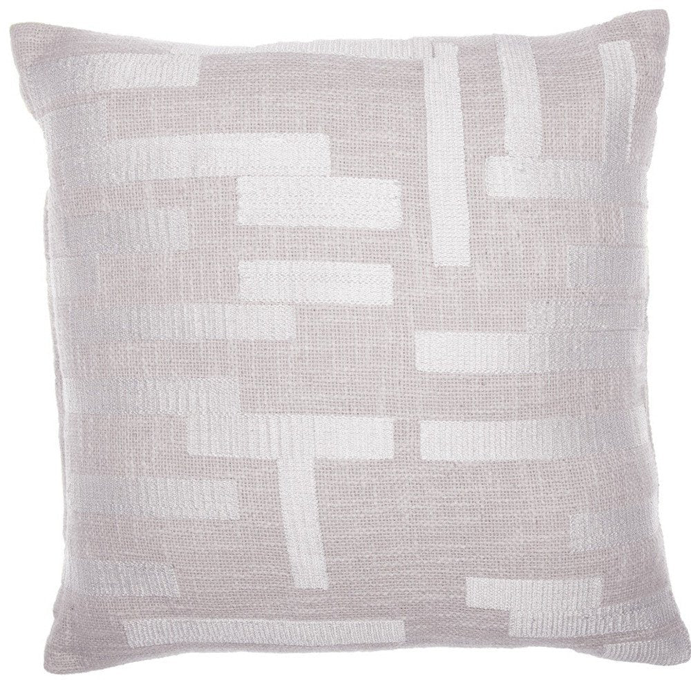 24" Ivory Cotton Blend Throw Pillow with Embroidery — view 5