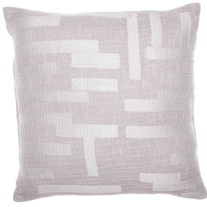 24" Ivory Cotton Blend Throw Pillow with Embroidery HomeRoots