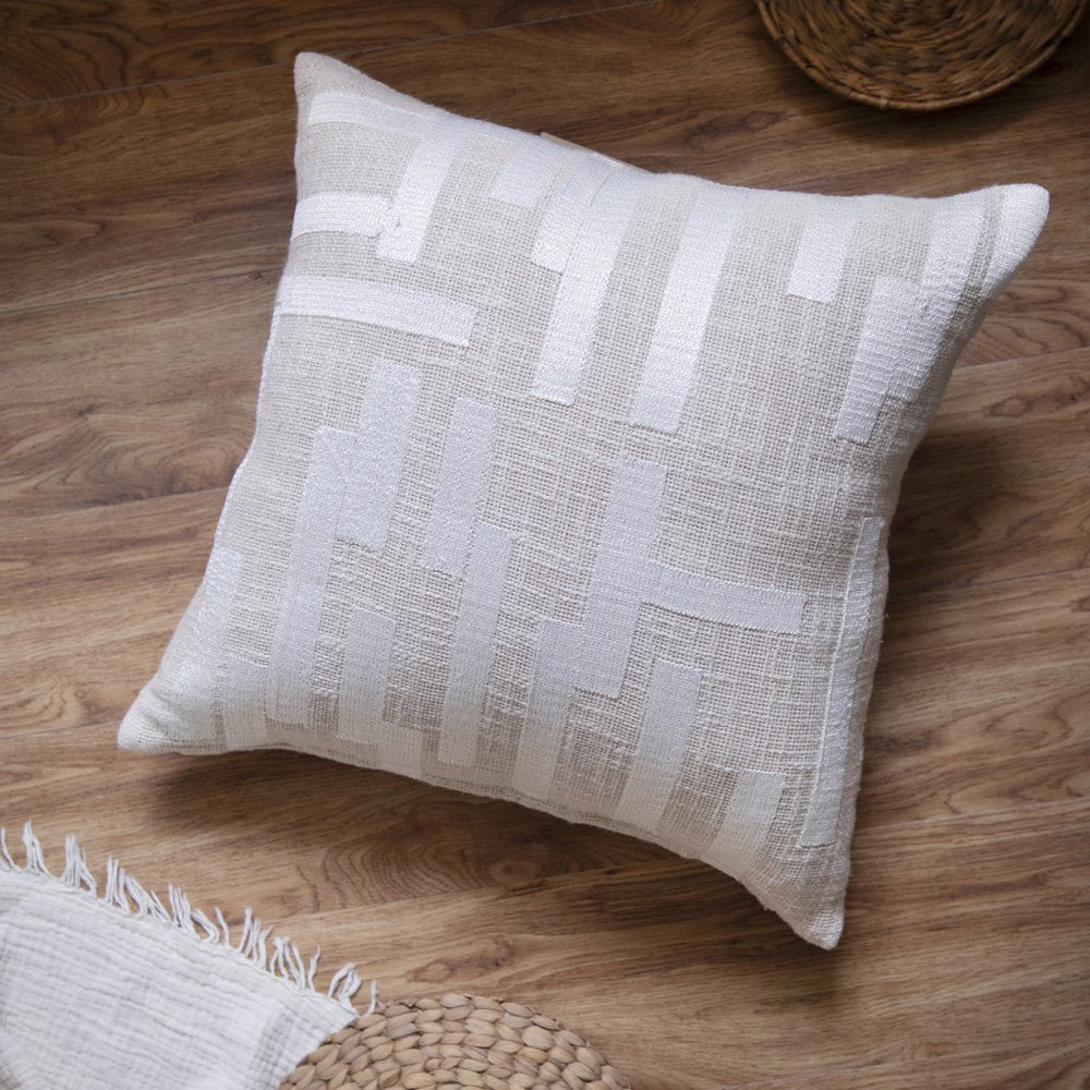 24" Ivory Cotton Blend Throw Pillow with Embroidery — view 8